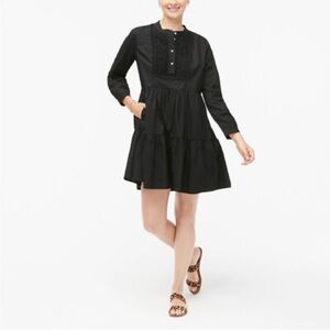 Black Long-Sleeve Tiered Mini Dress